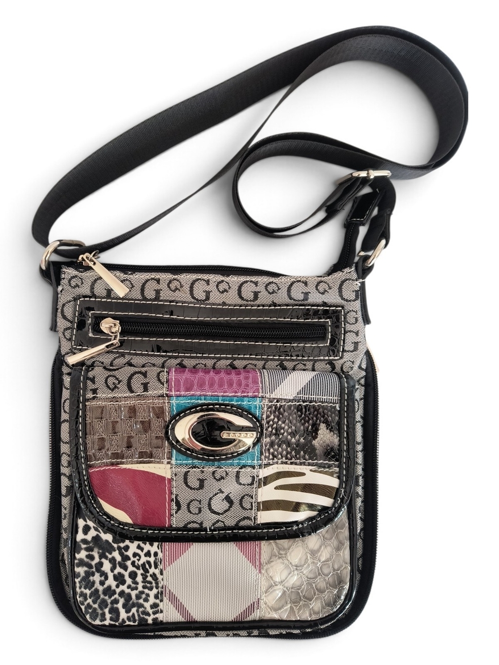 Vintage Y2K Guess Monogram Patchwork Crossbody Bag - NWOT